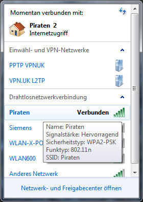 Win7 WLAN Übersicht
