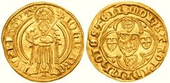 Goldgulden: Mainz, Erzbischof Johann II von Nassau, geprägt zwischen 1399 und 1402