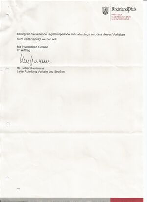 Schreiben vom Ministerium des Inneren zum Thema A65 und der Anbindung an Neulauterburg vom 28.08.2012 - Seite 2