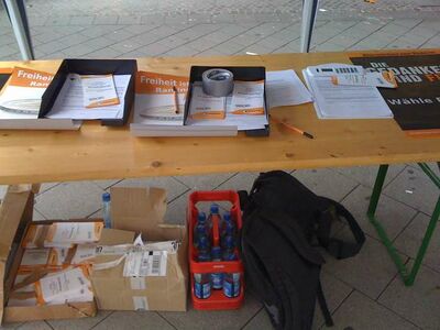 Der Infostand Tisch