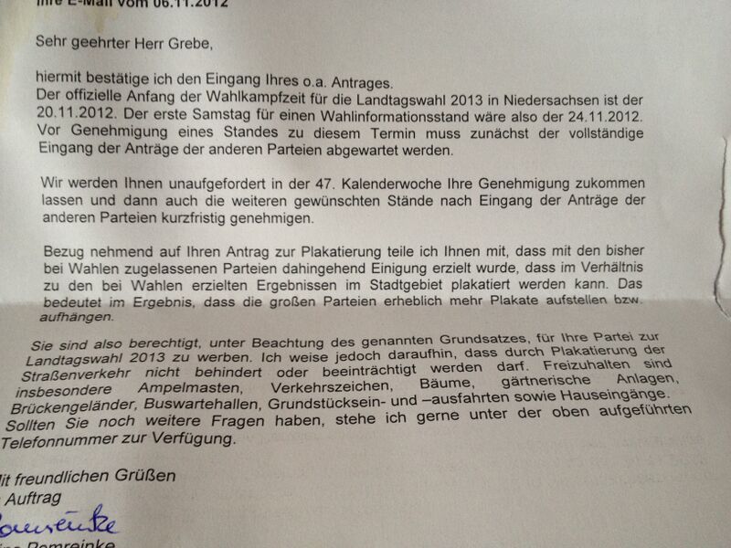 Datei:Plakatiergenehmigung Stade LTW13.jpg